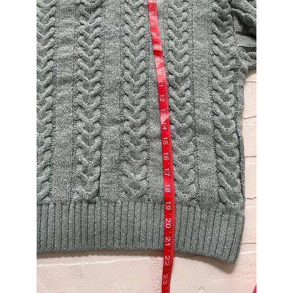 Hippie Rose Soft Cozy Blue Green Long Sleeve Mockneck Cableknit Sweater - sz M - Picture 6 of 6